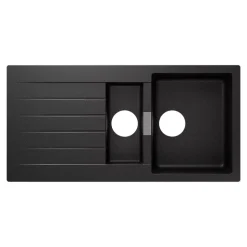 Evier à encastrer en composite quartz gris 1,5 bacs et égouttoir l. 50 x H. 30,4 x P. 19,7 cm GoodHome Torla