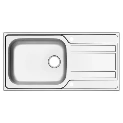 Evier à encastrer en inox microstructuré 1 bac et égouttoir l. 50 x H. 21 x P. 100 cm GoodHome Lucerne