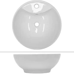 Evier ceramique vasque rond a poser moderne lave-mains salle de bain 455 mm