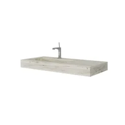 Evier Hpl Asymétrique Avec Lavabo À Gauche 100Cm Chêne Glacé