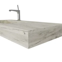 Evier Hpl Asymétrique Avec Lavabo À Gauche 100Cm Chêne Glacé