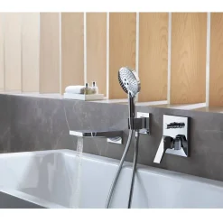 Façade mitigeur bain douche encastré 2 sorties HANSGROHE Metropol aspect doré poli