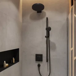 Façade pour mitigeur thermostatique encastré HANSGROHE ShowerSelect avec 2 fonctions noir mat et corps encastré iBox
