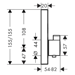 Façade pour mitigeur thermostatique encastré HANSGROHE ShowerSelect avec 2 fonctions noir mat et corps encastré iBox