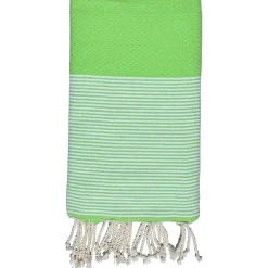 Fouta-serviette de plage nid d'abeille coton vert 100 x 200 cm