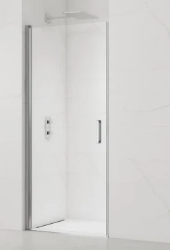 Fusion Porte de douche 100x195cm pivotante anticalcaire avec profilé chrome brillant (SATFUD100NIKA-SET)