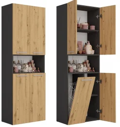 GLAZE - Armoire de salle de bain avec panier à ligne - Style moderne - 174x60x30 cm - Colonne sdb