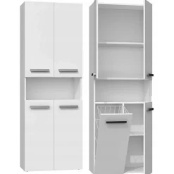 GLAZE - Armoire de salle de bain avec porte + panier - Style moderne - 174x60x30 cm - Colonne salle de bain