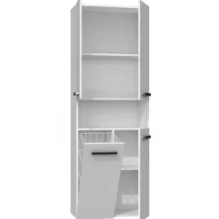 GLAZE - Armoire de salle de bain avec porte + panier - Style moderne - 174x60x30 cm - Colonne salle de bain