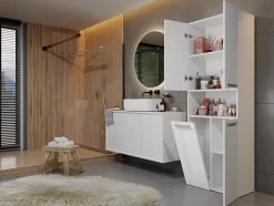 GLAZE - Armoire de salle de bain avec porte + panier - Style moderne - 174x60x30 cm - Colonne salle de bain