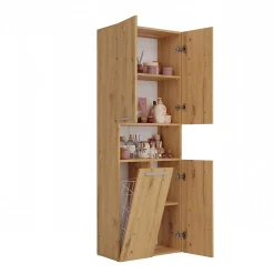 GLAZE - Armoire de salle de bain avec panier à ligne - Style moderne - 174x60x30 cm - Colonne sdb