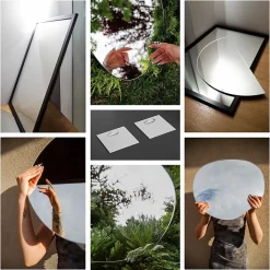 Grand Miroir LED Rond Bord Droit Wallfluent 84x100cm Lumière Neutre Décoratif Asymétrique Design Moderne