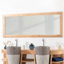 Grand miroir rectangle en teck massif 180 x 70 cm