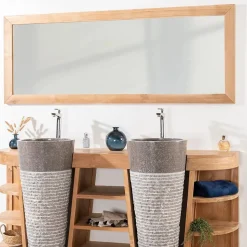 Grand miroir rectangle en teck massif 180 x 70 cm