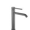 Grand mitigeur, robinet de lavabo pour salle de bain réhaussé rond design et moderne (Gris brossé) LuxuryBain