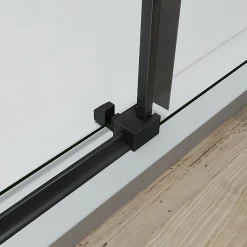 GRAND VERRE Cabine de douche style industriel avec porte coulissante 100x195 et paroi latérale 80x195 accessoires en noir mat