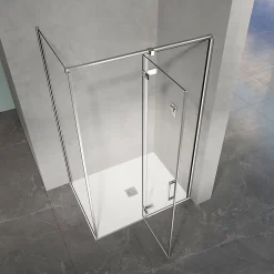 GRAND VERRE Cabine de douche en verre et aluminium avec porte pivotante ouvrante vers la droite 100x70x195