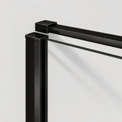 GRAND VERRE Cabine de douche 100x100 avec porte à charnières en verre 8mm profilés en alu noir mat