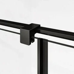 GRAND VERRE Cabine de douche 100x100 avec porte à charnières en verre 8mm profilés en alu noir mat