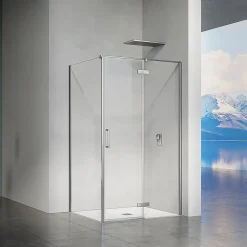 GRAND VERRE Cabine de douche en verre et aluminium avec porte pivotante ouvrante vers la droite 110x70x195