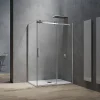 GRAND VERRE Cabine de douche style industriel avec porte coulissante 150 cm et paroi latérale 80 cm accessoires chromés