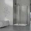 GRAND VERRE Cabine de douche 100x80 avec profilés en alu chromé à ouverture pivotante avec élément fixe