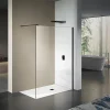 GRAND VERRE Paroi de douche 70x200 avec profilé et barre de fixation en noir mat en verre securit 8mm nano-vitrifié