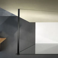 GRAND VERRE Paroi de douche 70x200 avec profilé et barre de fixation en noir mat en verre securit 8mm nano-vitrifié