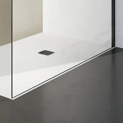 GRAND VERRE Paroi de douche 80x200 avec profilé et barre de fixation en noir mat en verre securit 8mm nano-vitrifié