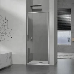 GRAND VERRE Porte de douche pivotante 100x190 à ouverture intérieure et extérieure profilé chromé