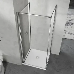 GRAND VERRE Porte de douche pivotante 100x190 à ouverture intérieure et extérieure profilé chromé