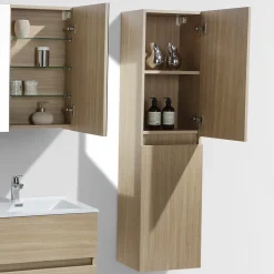 Grande armoire de rangement SIENA hauteur 150 cm chêne clair