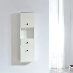 Grande armoire de rangement ARMARIA finition melamine blanc 120 cm