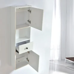 Grande armoire de rangement ARMARIA finition melamine blanc 120 cm