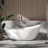 Grande Baignoire îlot sabot ovale design acrylique pour salle de bain - Blanc brillant - 190x80x83cm - Garantie 5 ans - SOPHIE