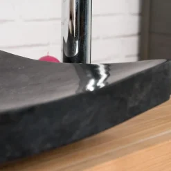 Grande vasque 50cm noir à poser rectangle en marbre Gènes poli