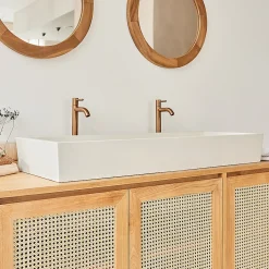 Grande vasque en béton beige 100 cm