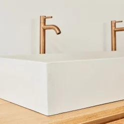 Grande vasque en béton beige 100 cm