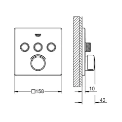 GROHE - Mitigeur encastré 3 sorties Grohe SmartControl - Façade carrée