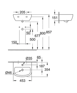 Grohe Bau Ceramic Lave-mains 45cm (39424000)