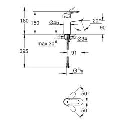 GROHE BauEdge Mitigeur monocommande Lavabo Taille S 23330000