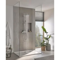 GROHE Colonne de douche mitigeur thermostatique Vitalio Joy 260, tete de douche 260mm, douchette 3 jets, chromé, 26403002