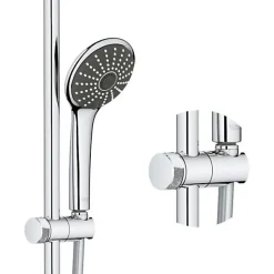 GROHE Colonne de douche mitigeur thermostatique Vitalio Joy 260, tete de douche 260mm, douchette 3 jets, chromé, 26403002