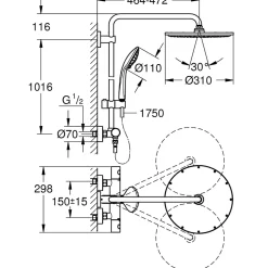 GROHE Colonne de douche thermostatique Euphoria System 310 Cool Sunrise brossé 26075GN0