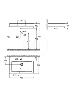 Grohe Cube Ceramic Lave-mains, 455x350 mm, PureGuard, alpine blanc (3948300H)