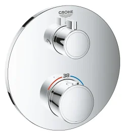 Grohe Grohtherm Set de douche encastré avec mitigeur thermostatique, douche de tête 210mm + Douchette avec support mural, Chrome