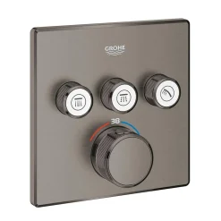 Grohe Grohtherm SmartControl façade avec mitigeur thermostatique encastré 3 sorties, hard graphite brossé (G29126AL0)
