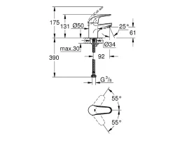 GROHE Mitigeur Lavabo Monocommande 1/2
