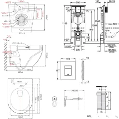 Grohe Pack WC Bâti-support Rapid SL + WC SAT Tornado sans bride + Abattant SoftClose + Plaque chrome (RSLTORNADO1)