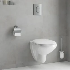 Grohe Pack WC Bâti-support Rapid SL + WC Bau Ceramic sans bride + Abattant softclose + Plaque chrome (39418000)